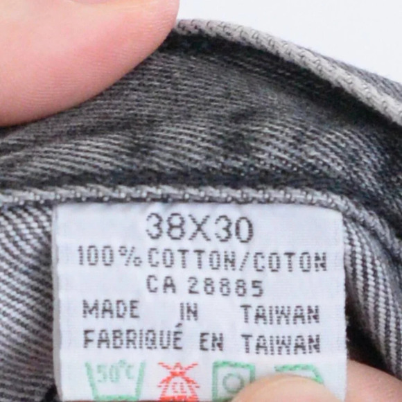 Vintage Stash Black Slight Fade High Waisted Straight Leg Denim Jeans Size 38X30 - Picture 11 of 12